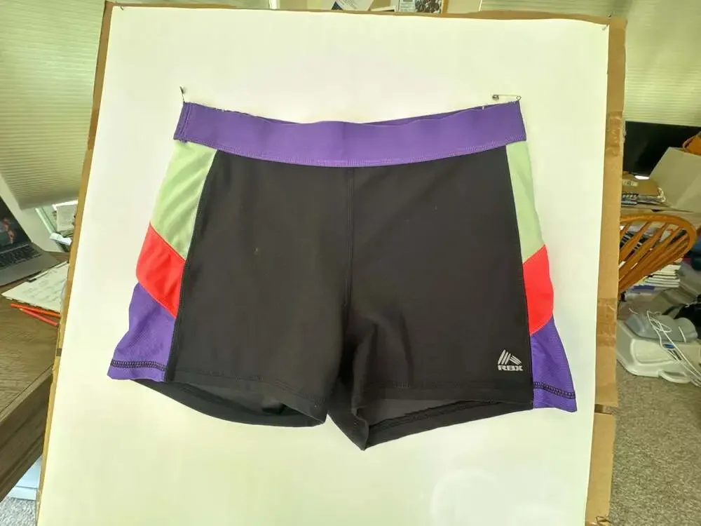 RBX Active Womens Athletic Running Compression Shorts Multi-Colored Side Panels